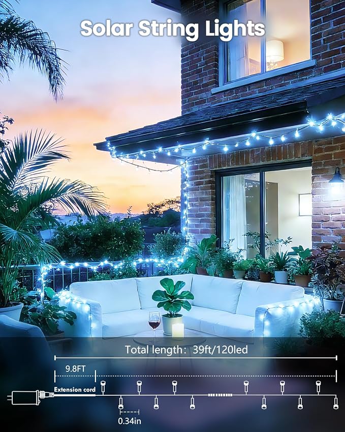 OZS 6 Pack 480LED Solar String Lights - Image 5