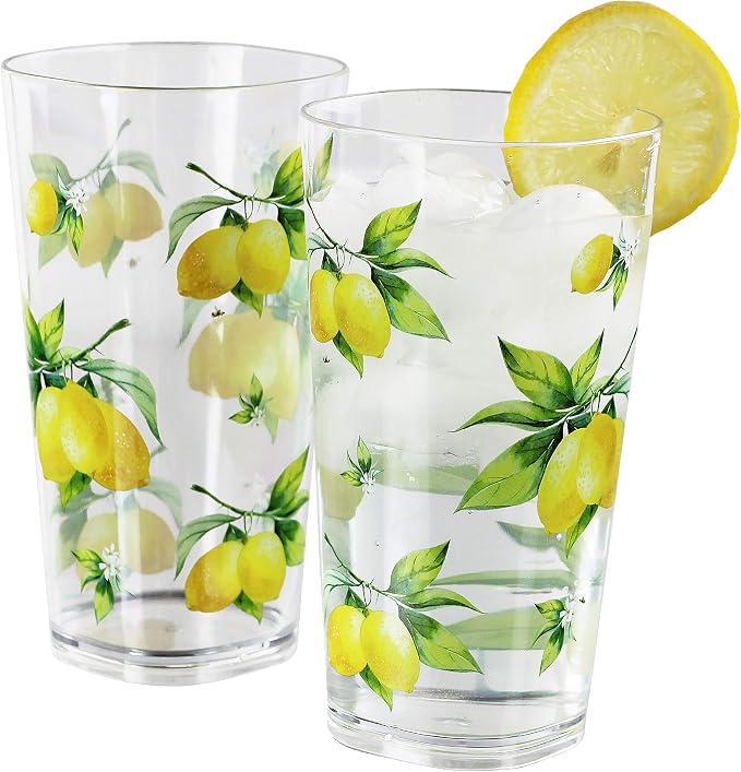 Reston Lloyd Calypso Basics Fresh Lemons 19 oz Acrylic Drinkware Set of 6 – - Image 5