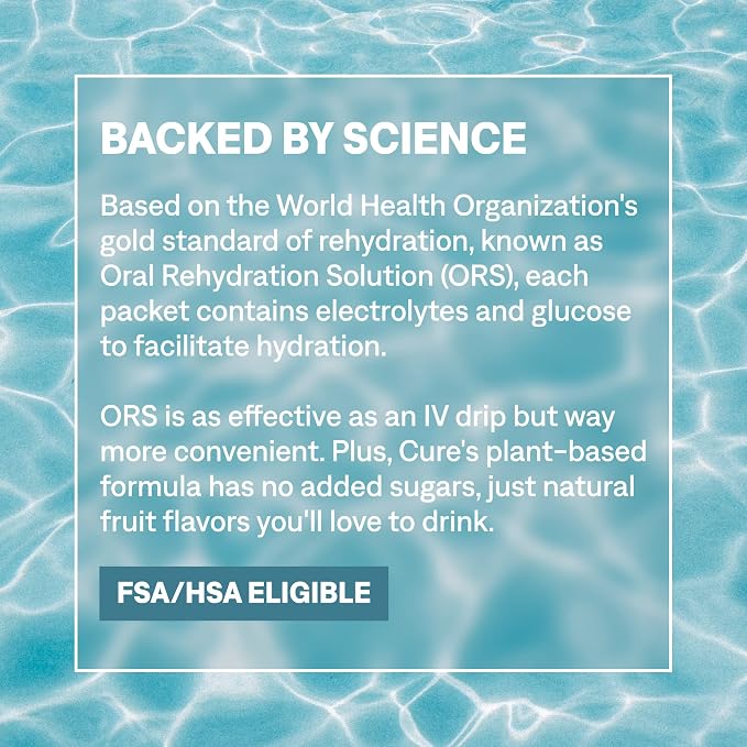 Cure Hydration | Plant-Based Electrolyte Drink Mix | No Added Sugar | FSA-HSA | - Image 9