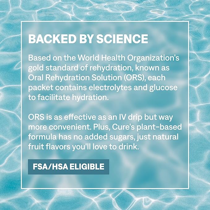 Cure Hydration | Plant-Based Electrolyte Drink Mix | No Added Sugar | FSA-HSA | - Image 9