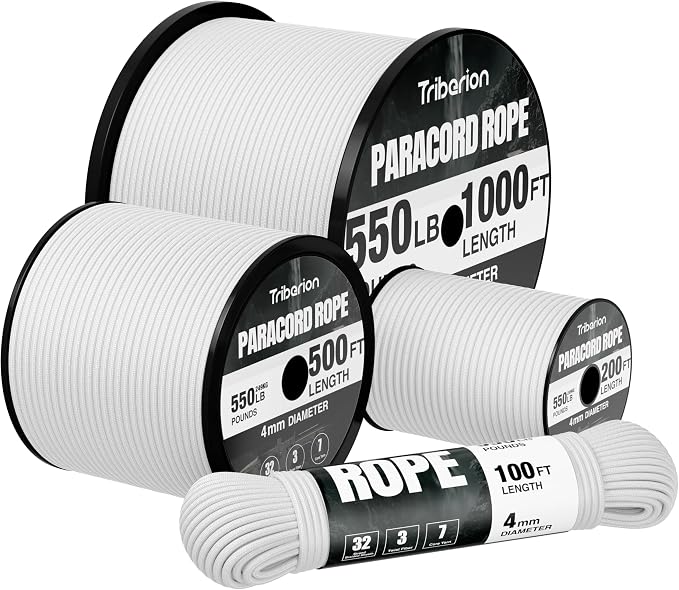 Paracord Rope 550 lb - 500ft 5/32" Parachute Cord 4MM 7-Strand para Cord - by Triberion