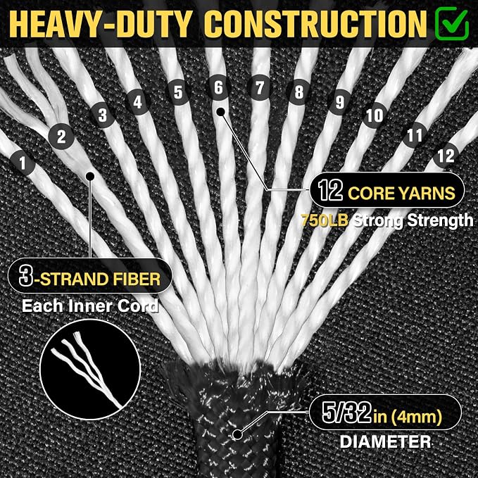 Paracord Rope 750 lb - 200ft 5/32" Parachute Cord 4MM 12-Strand para Cord - - Image 3