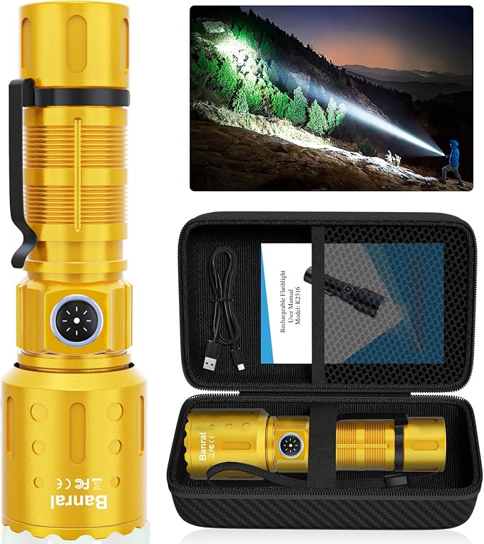 Banral Flashlights High Lumens Rechargeable, Super Bright Long Range Small by Banral