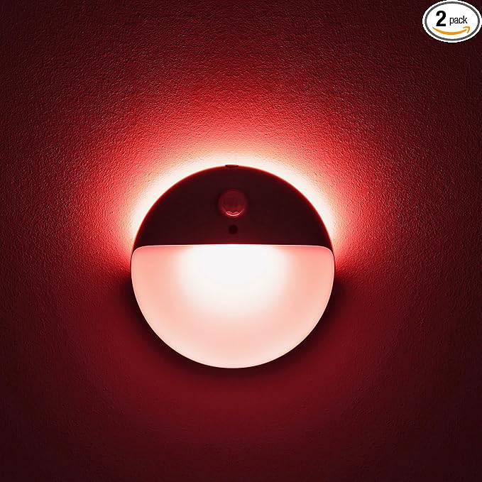 YUNLEX 2 Pack Red Night Light, Battery Operated Night Light, 2.6" Small Sticky by YUNLEX