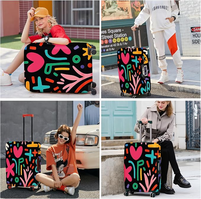 ANNA QUEEN Color Pop Abstract Luggage Cover, Modern Geometric Art Suitcase - Image 7