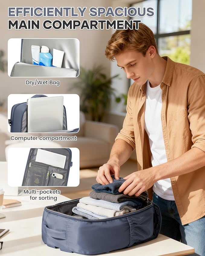 WONHOX Large Travel Backpack Carry on Flight Approved Laptop Work Business - Image 6
