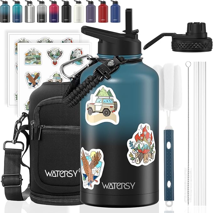 64oz Insulated Water Bottle, BPA Free&Leak Proof, Half Gallon Stainless Steel by Watersy