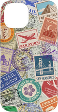 World Map Travel Passport Stamps Postage Stamp Case by Unknown