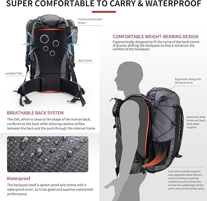 Naturehike 65L Rock Upgraded Internal Frame Hiking Backpack - Image 5