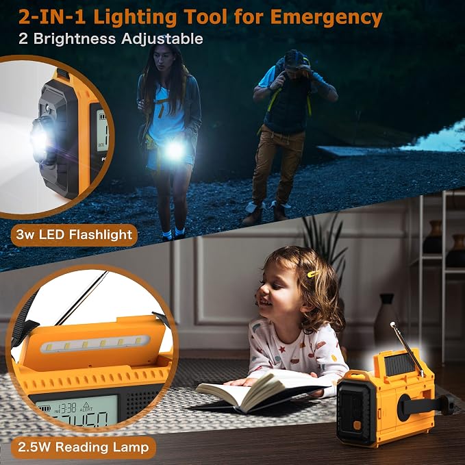 Eoxsmile NOAA Emergency Weather Radio - 5000mAh Solar/Hand Crank/Battery - Image 5
