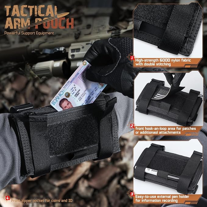LIVANS Map Case Tactical Arm Sleeve QB Wristband Map Pouch Tactical Armband - Image 2