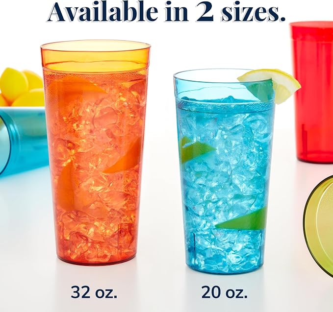 US Acrylic Cafe Plastic Reusable Tumblers 20-ounce Water Cups Assorted Colors | - Image 3