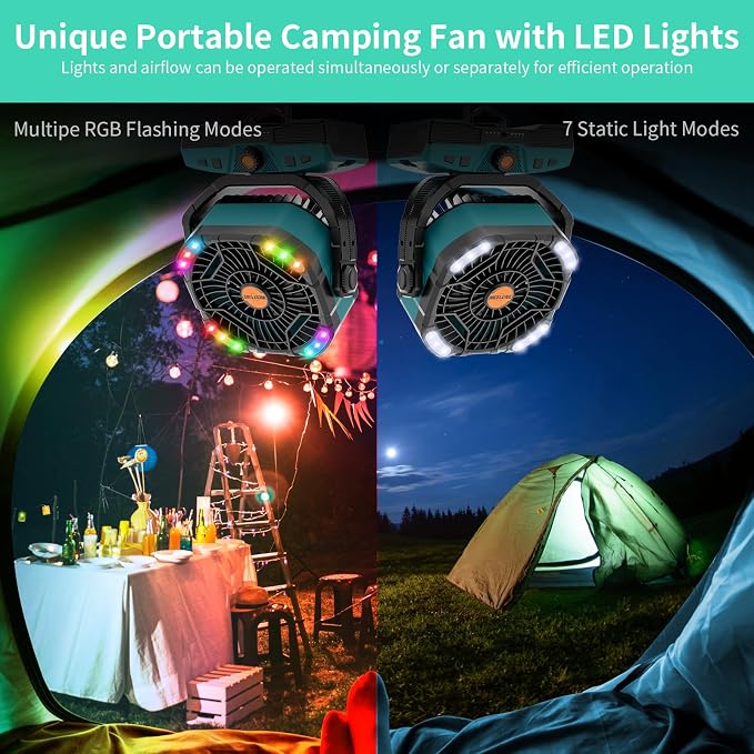 WESTTREE Camping Fan Portable 20000mAh Oscillating Battery Powered Fan - Image 5