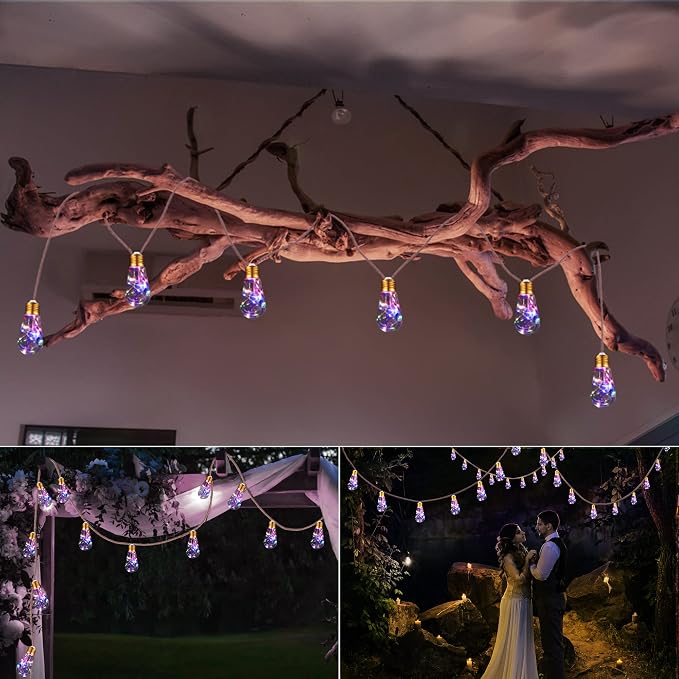 Solar Outdoor String Lights, 2 Pack 20Ft Vintage Rope Hemp Solar Patio Lights - Image 6
