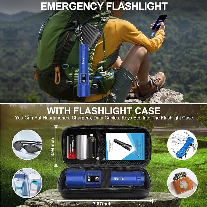 Rechargeable Tactical Flashlights 2000 High Lumens - 5000mAh Super Bright LED - Image 5