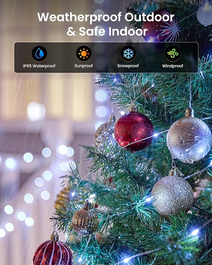 Minetom 2 Pack Solar String Lights, Total 66Ft 200 LED Solar Fairy Lights - Image 4