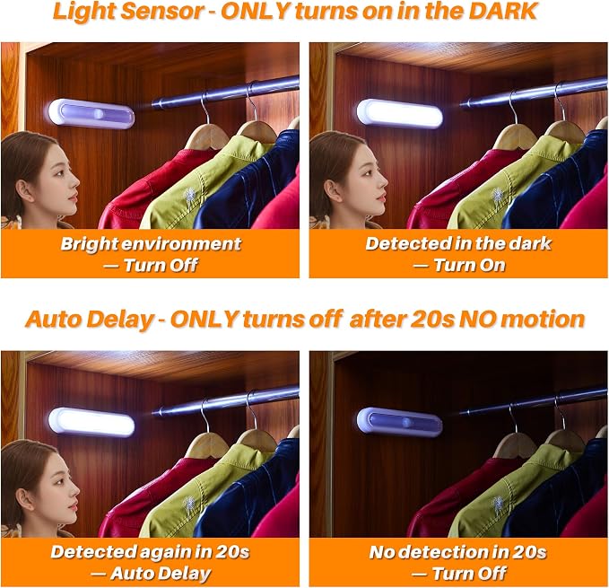 STAR-SPANGLED 3 Pack 7” Motion Sensor Lights Indoor Battery Operated, Stick on - Image 3