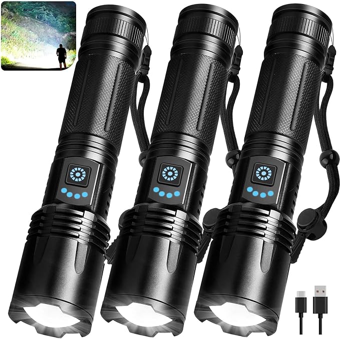 3 Pack Rechargeable Flashlights High Lumens, 000 Lumens Super Bright LED by LBEFLASHLIGHT