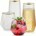 48 Pack Plastic Wine Glasses – 24 x 9oz Stemless Champagne Flutes & 24 x 12oz by BELLAFORTE