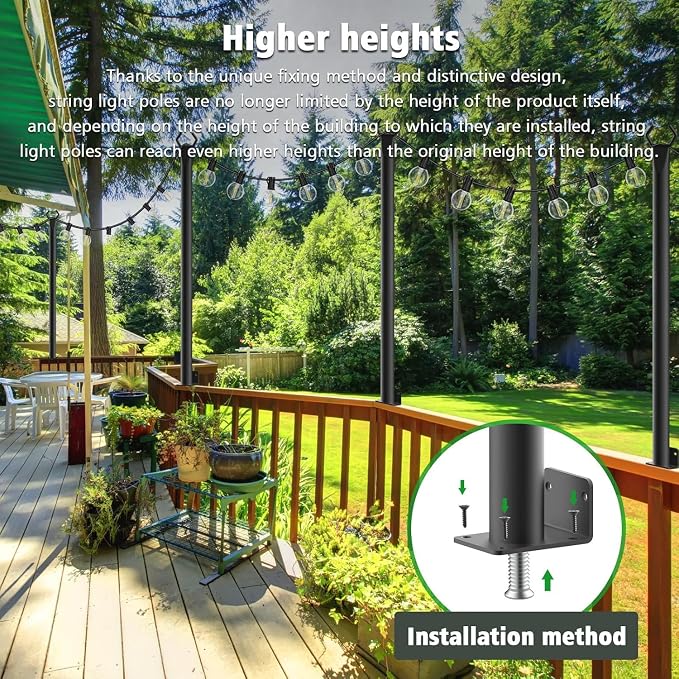 NUERPO 8 Pack String Light Poles, 5Ft Metal Poles - Image 5