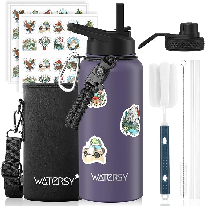 32oz Insulated Water Bottle, BPA Free&Leak Proof, Stainless Steel Water Flask by Watersy
