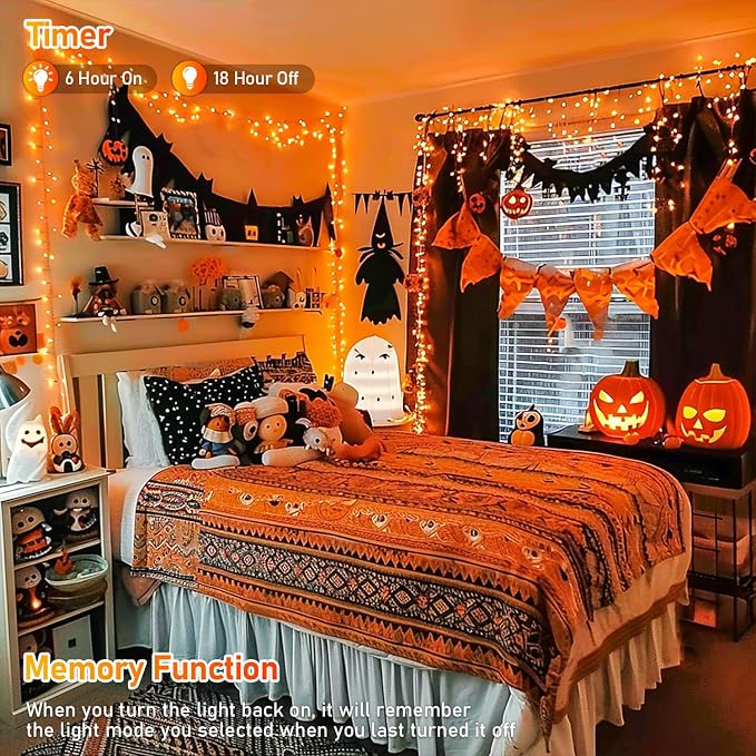 JMEXSUSS 150 LED Orange Halloween Lights Indoor Outdoor, Connectable Christmas - Image 3