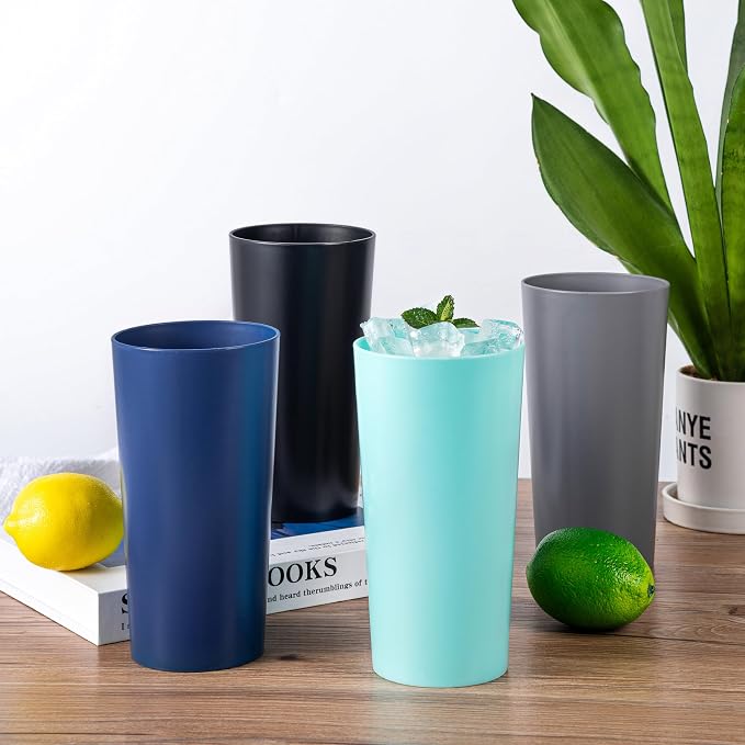 26-ounce Plastic Drinking Glasses Stackable Tumblers Water Cups Mixed Drinkware - Image 3