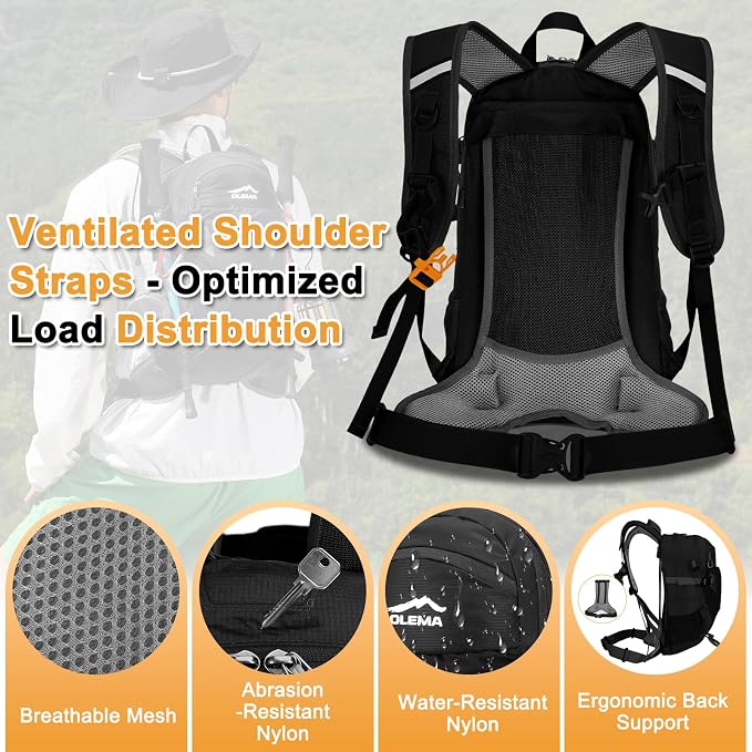 OLEMA Hiking Backpack, 25L Lightweight Travel Backpacks, Camping Daypack - Image 6