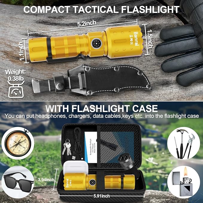 Banral Flashlights High Lumens Rechargeable, Super Bright Long Range Small - Image 2