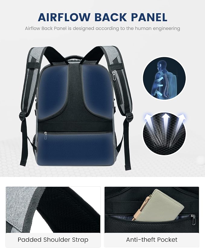 LOVEVOOK 17 inch DarkGrey Travel Laptop Backpack - Image 6