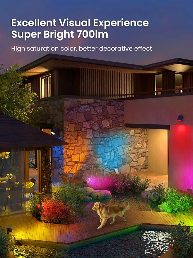 AUDERWIN Solar Spot Lights Outdoor, 9 Lighting Modes RGB, Solar Lights Outdoor - Image 2