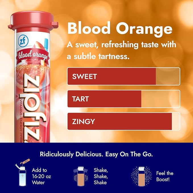 Zipfizz Daily Energy Drink Powder, Blood Orange, 20 Pack | 3-in-1 Sustained - Image 2