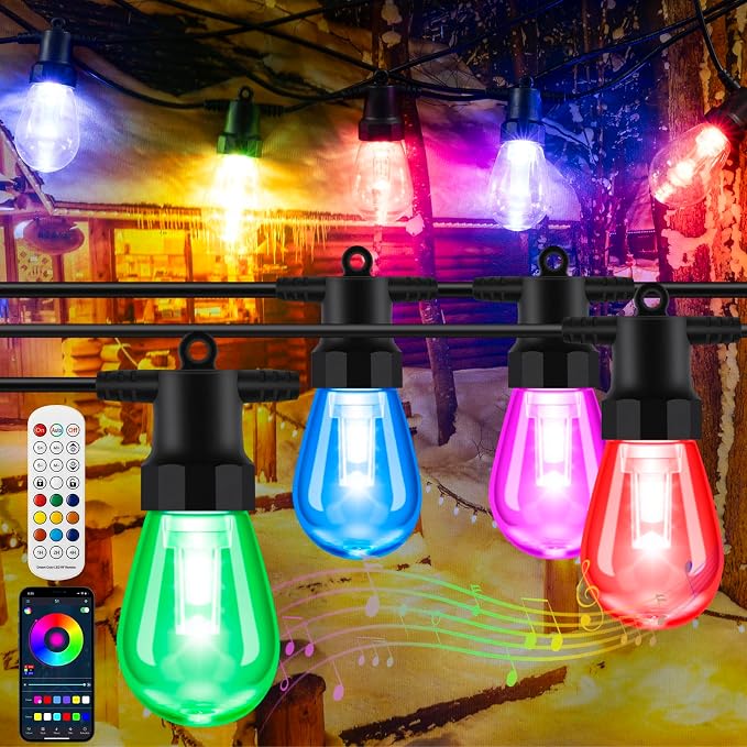 50ft Outdoor String Lights Color Changing by YAIYAN