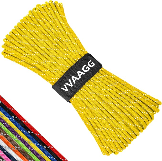 VVAAGG Reflective Paracord Rope 100FT, 7 Strand Nylon para Cord Lanyard Utility by ParacordSpecialist