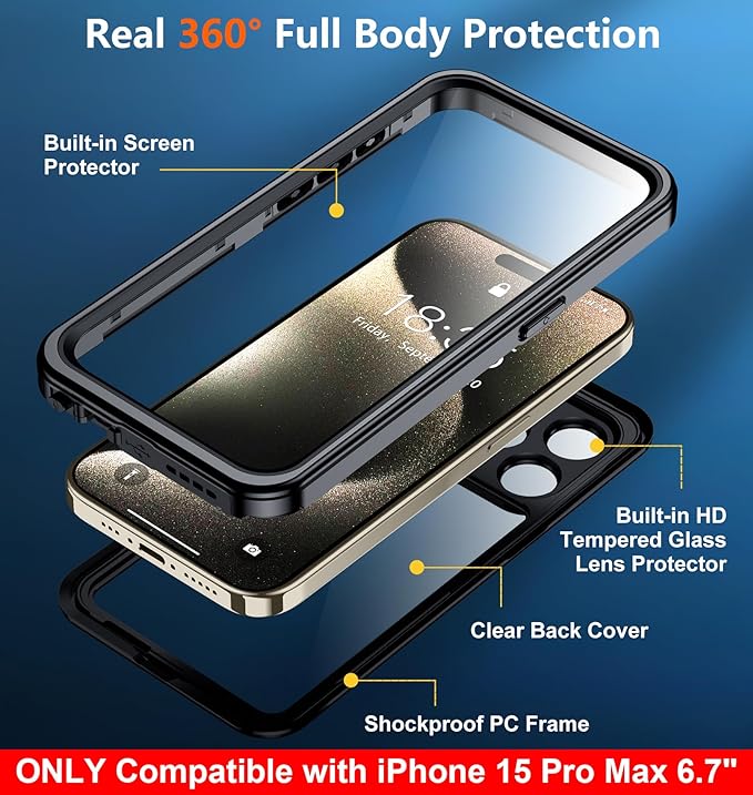 SPIDERCASE ONLY Designed for iPhone 15 Pro Max Waterproof, 12FT Military - Image 6