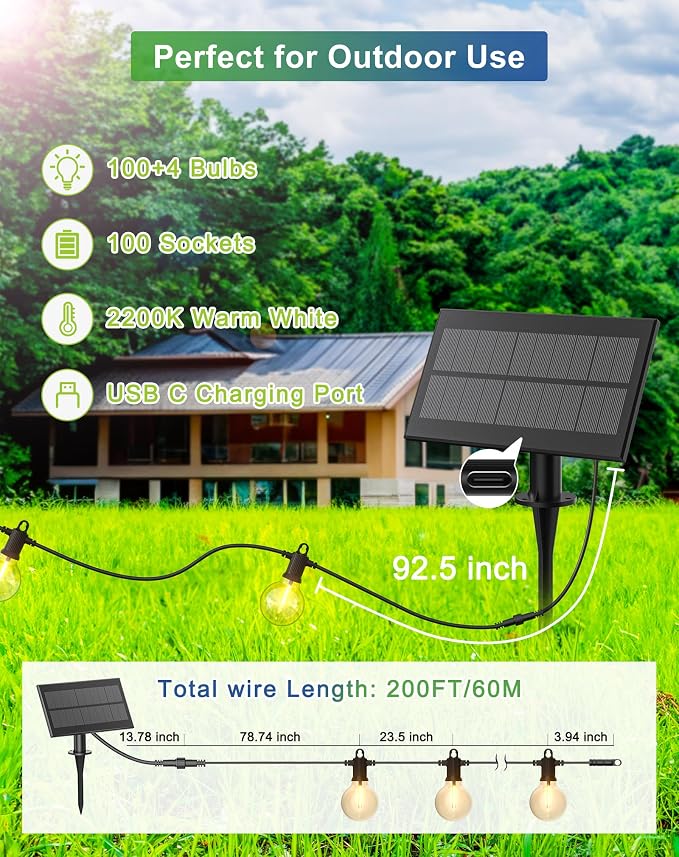 Zuske Solar String Lights Outdoor Waterproof 200FT - Image 6