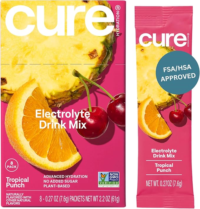 Cure Hydration Plant-Based Electrolyte Drink Mix | No Added Sugar | Dehydration by CureHydration
