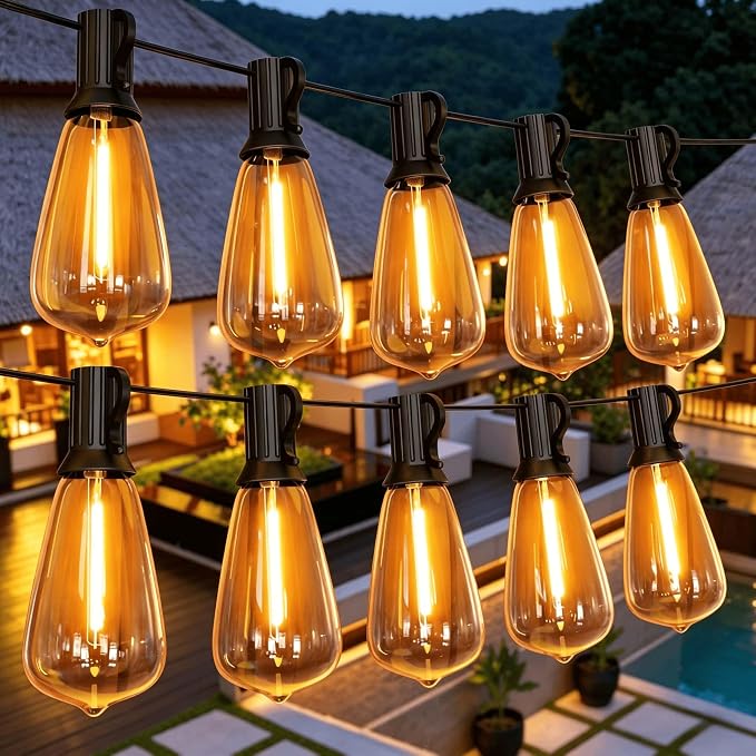 GPATIO Outdoor String Lights, 100FT ST38 Bulbs Shatterproof Patio Lights by AddforPatioMakeover
