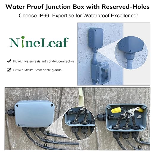 IP66 Weatherproof Electrical Project Boxes in Grey, Nineleaf PVC/ABS Plastic - Image 2
