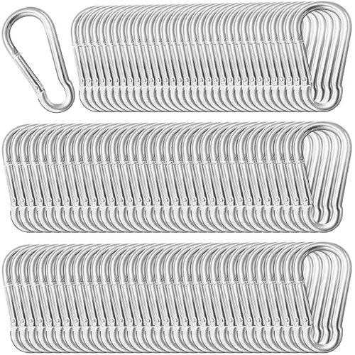 100 Pack 2" Heavy Duty Carabiner Clips, M5 Sliver Galvanized Steel Spring Snap by SEUNGCH