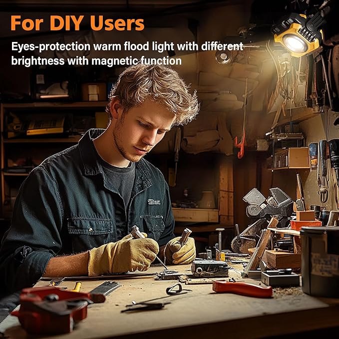 Samyoung 2-Pack 2400LM Magnetic Rechargeable Work Light, Dual-Sided LED Work - Image 2