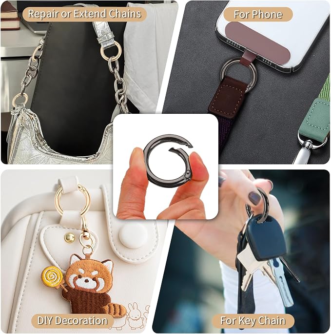 Gkeygo Key Ring Clip, 4/5 Inch Keychain Rings, 8 Pack Round Carabiner Clip - Image 5