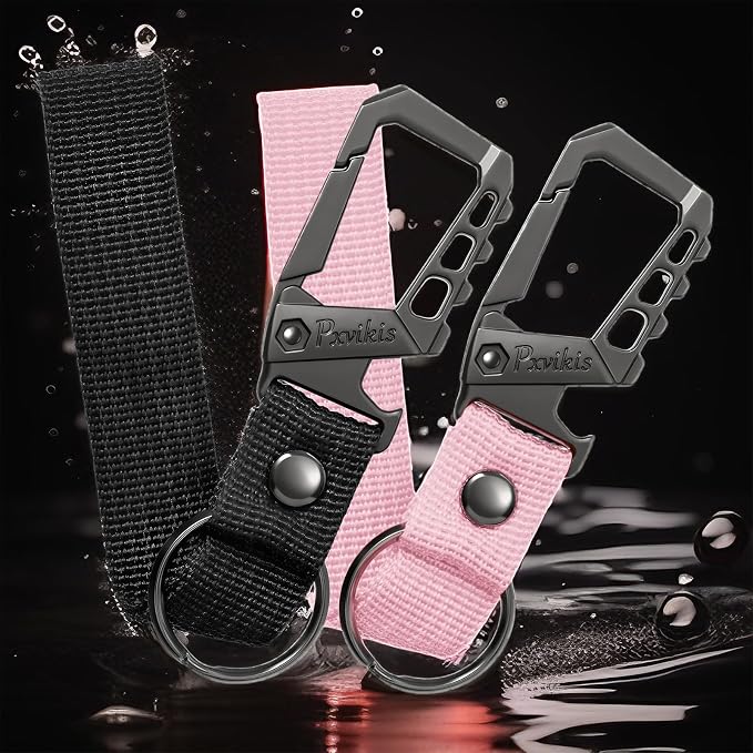 Metal heavy duty key chain carabiner clip bottle opener wrist lanyard ring car - Image 5