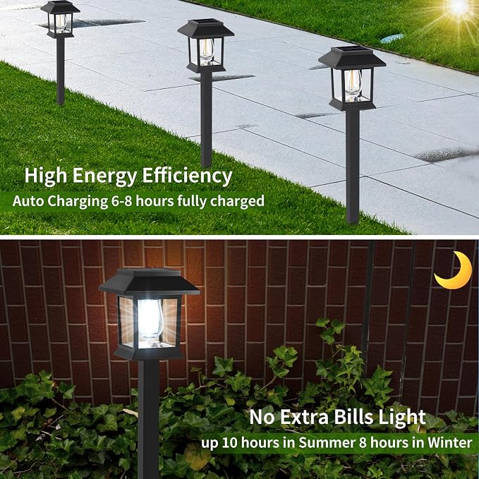 Greluna Solar Lights Outdoor, 6 Pack 6000K Waterproof Auto On/Off Solar Pathway - Image 3