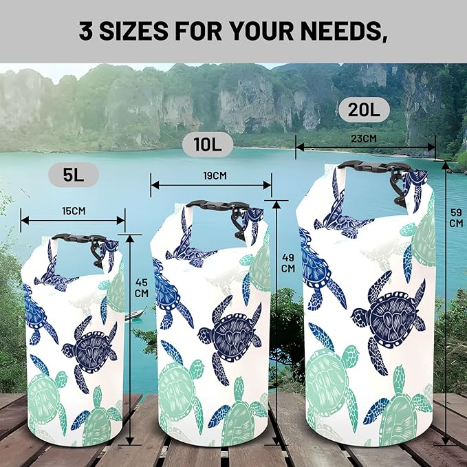 Waterproof Dry Bag, Roll Top Sea Turtle Small Waterproof Backpack 5L/10L/20L - Image 6