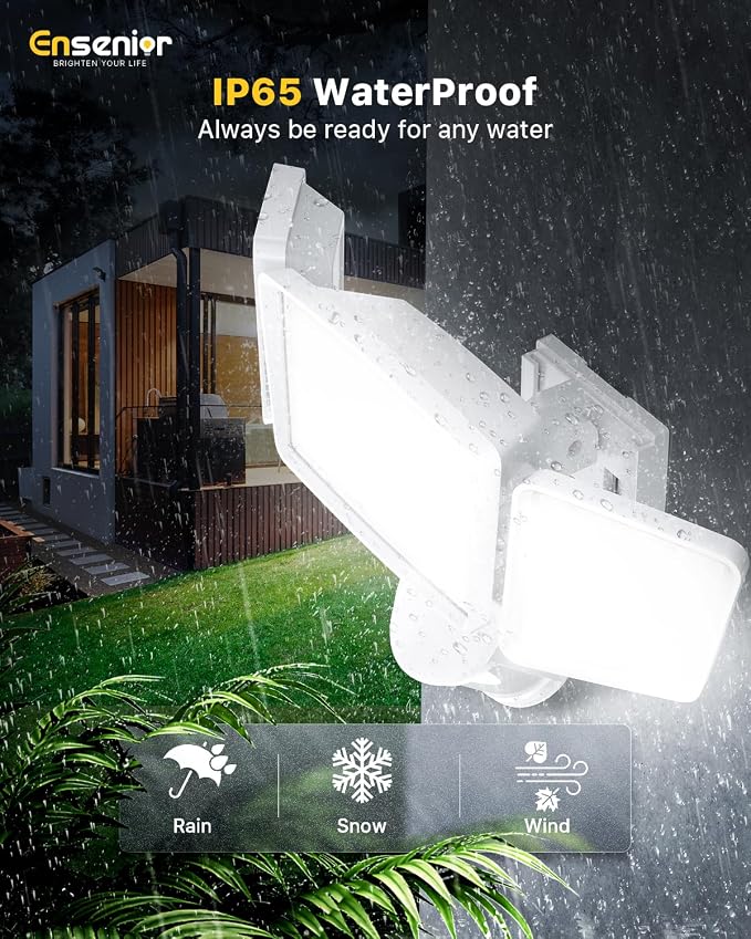 Ensenior Solar Security Lights, Wide Beam Flood Light 6500K Super Bright - Image 6