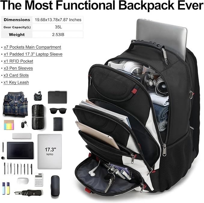 Boavan Laptop Backpack for men, 17.3 inch Laptop Bag - Image 5