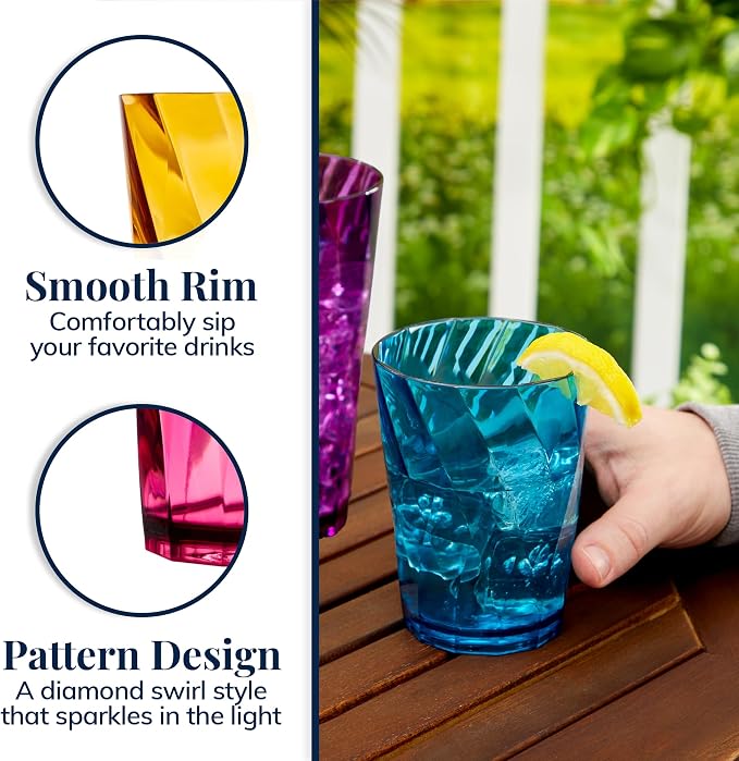 US Acrylic Optix Plastic Reusable Drinking Glasses 14oz Rocks & 20oz Water Cups - Image 4