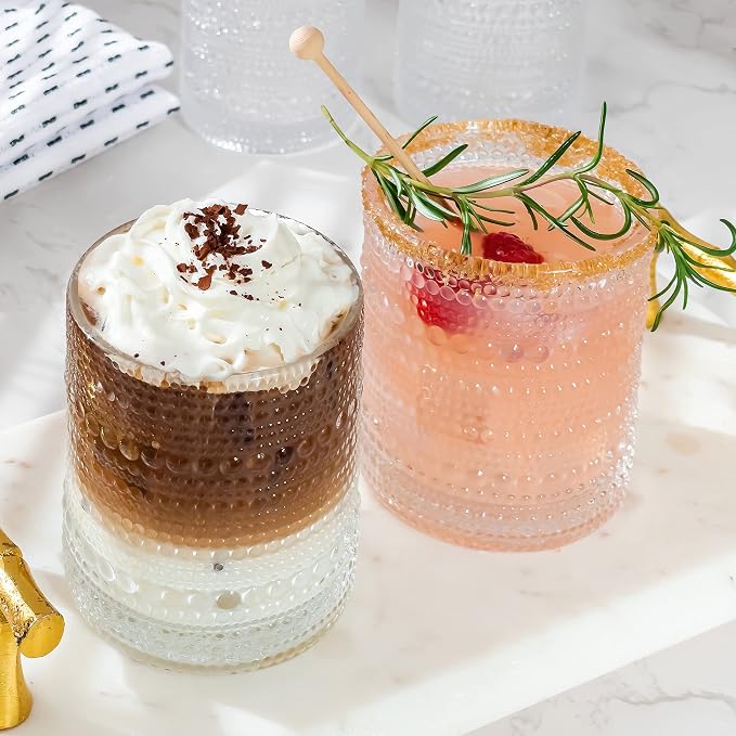 Kate Aspen Beaded Drinking Glasses Set of 6, 10 oz Retro Vintage Glassware - Image 2