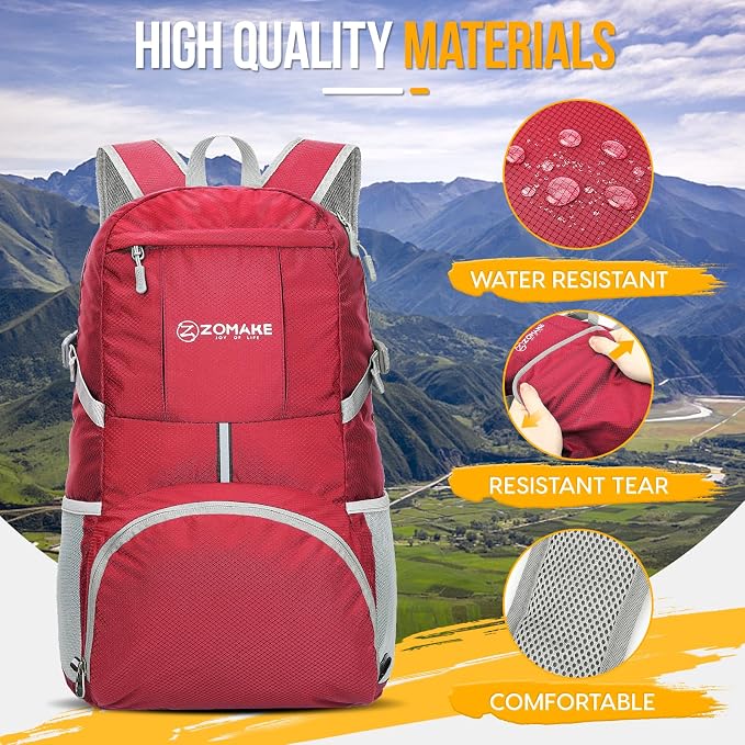 ZOMAKE Lightweight Packable Backpack 35L, Light Foldable Backpacks Water - Image 4